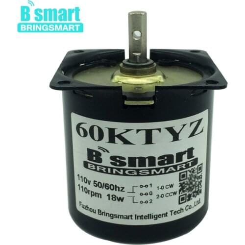 Bringsmart 60KTYZ Motor 110V/220V 2.5-110rpm Synchronous AC Low Speed Metal Gear Motor Reducer Single-phase For BBQ Curtain