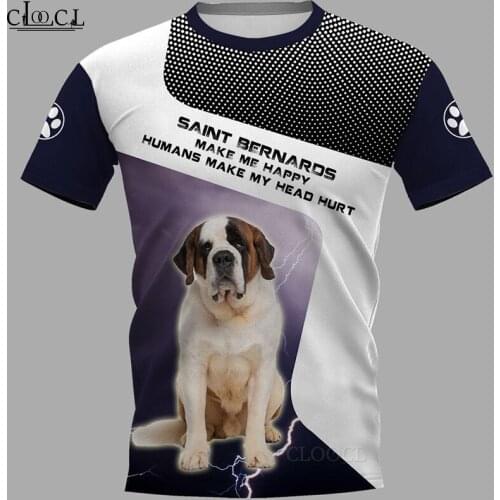 HX Newest Popular Saint Bernard Unisex T-Shirt Men Streetwear 3D Print Harajuku Short Sleeve Casual Pullover Drop Shipping