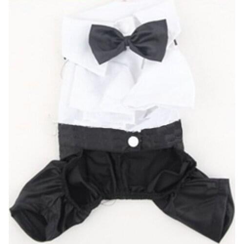 Puppy Kitten Costume Pet Dog Clothes Prince Tuxedo Bow Tie Suit Jumpsuit Coat Dog Clothes Suit for Teddy Yorkshire Supplies