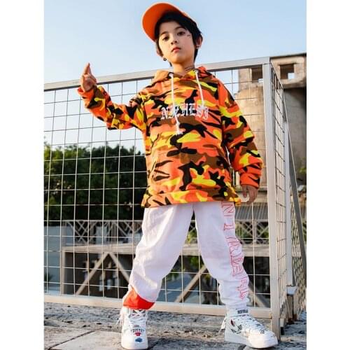 New boy Hiphop street dance costume long sleeve jacket pants set children sport wear clothing 100-170cm height