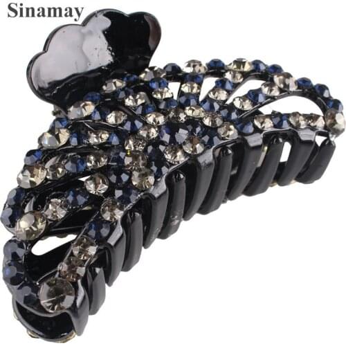 Colorful Shiny Rhinestone Big Hair Claw Shny Crystal Hairclips Women Clamping Banana Hairpins Ladies Hair Accessories