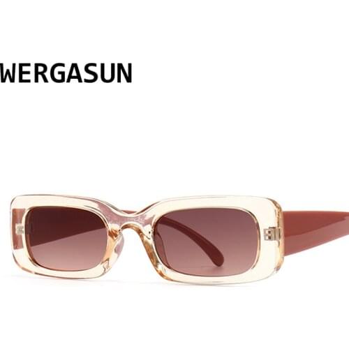 WERGASUN Retro Small Rectangle Sunglasses Women Ins Popular Fashion Candy Color Eyewear Men Square Sun Glasses Shades UV400