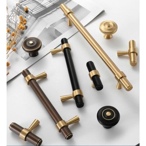 Furniture Nordic Light luxury metal cabinet pure copper brass handle drawer cabinet wardrobe door small handle cabinet door gold