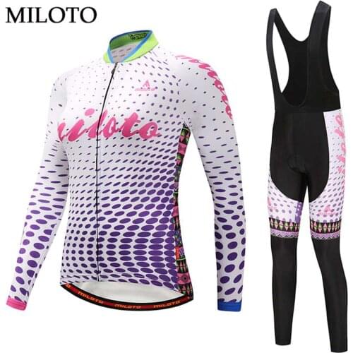 Miloto Long Sleeve Cycling Jersey Women MTB Bike Wear Dot Shirt cycling clothing maillot ciclismo roupa ciclismo Cycling set