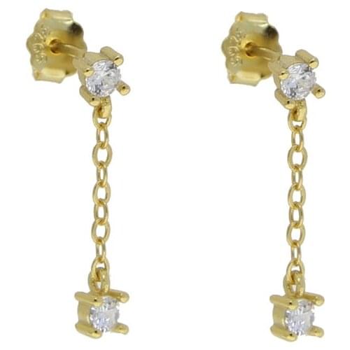 Gold plated cute fashion earring with cz paved climber cuff wedding earring for lady girl party 925 sterling silver earring gift