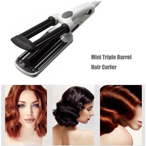 Mini Triple Barrel Hair Curler Professional Ceramic Crimper Hair Curling Iron Salon Wave Roller Hair Styling Tools Curling Wand