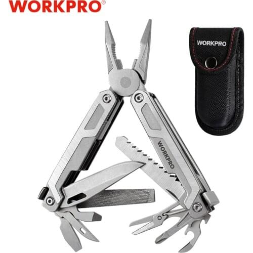 WORKPRO Multi Tool 15-in-1 Pocket Tool Multi Purpose Pliers Saw Wire Cutter for EDC Stainless Steel Utility Tools Wire Stripper