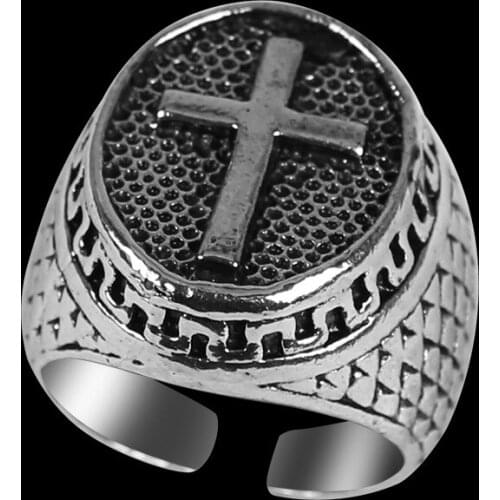 Fashion Vintage Barbed Wire Rings Ancient Silver-color Cross Rings for Men Finger Male Ring Soldier Ring Souvenir Jewelry Gifts