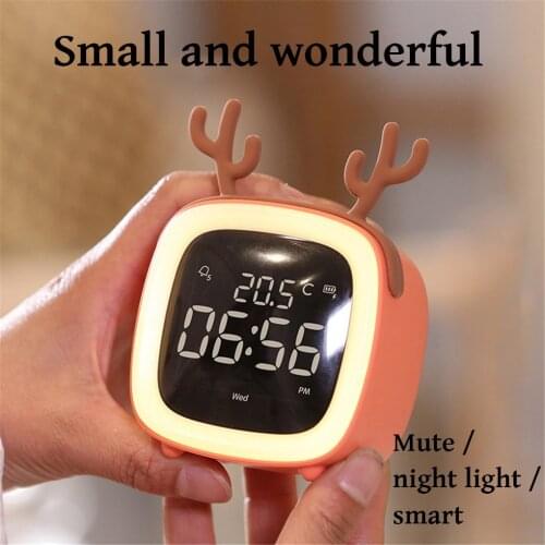 Cartoon Mini Alarm Clock Alarm Clock Cute-TV Night Light Alarm Clock for Children Clock Rechargeable Digital Lighting Lamp