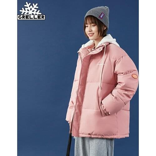 GRELLER 2021 New Women Winter Parkas Jacket Short Fashion Solid Thick Warm Winter Jacket Coat Women Removable Hooded Outwear
