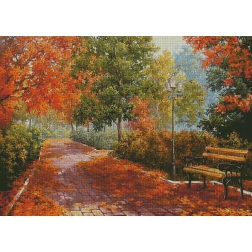 Autumn Garden Alley Cross Stitch Kits Needlework 14CT Unprinted Embroidery Counted Top Quality Counted DIY Handmade Decoration
