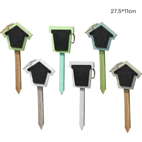 Pastoral Country Markers For Vegetable Chalkboard Stakes Plant Labels Wooden 6Pcs/Set Garden Creative With Blackboard Tags