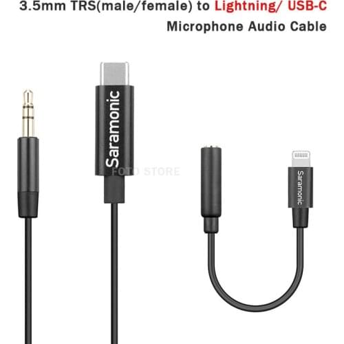 Wireless Microphone Adapter for 3.5mm TRS to Lightning Type-C iPhone Android Audio Cable for Saramonic BOYA RODE Microphone