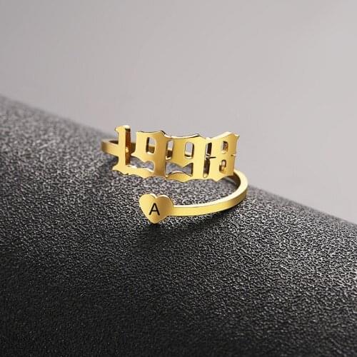 Personalized 26 Letter Name Initial Heart Rings Custom 1998 Year Anniversary Number Ring Women Marry Jewelry Gift Luxury Anillos