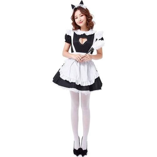 Heart-shaped Cat Dress Nyanko Maid Coffee Maid Work Uniform Cat Maid Cosplay Costume Halloween Costumes for Women