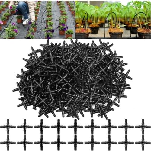 20PCS 1/4'' Cross Connecter for 4/7mm Micro Tubing Hose 4 Ways Barbed Adapter Drip Irrigation Cross Joint Connectors
