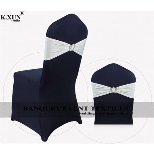 King Crown Buckle Lycra Chair Band Spandex Chair Sashes For White Chair Cover Wedding Event Party Decoration