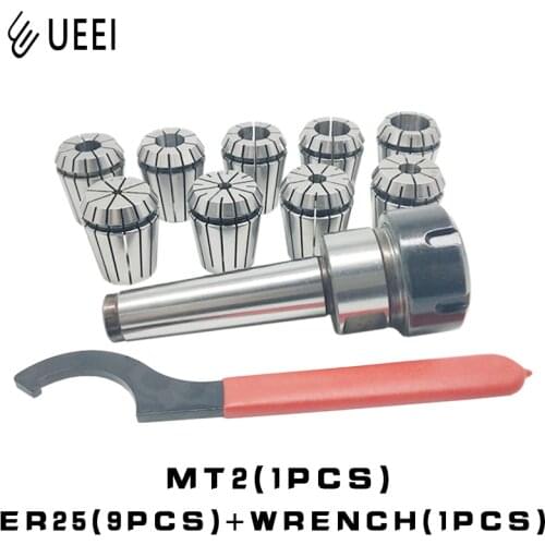 ER25 Spring Clamps 9PCS MT2 ER25 1PCS Wrench 1PCS Collet Chuck Morse Holder Cone For CNC Milling Lathe tool