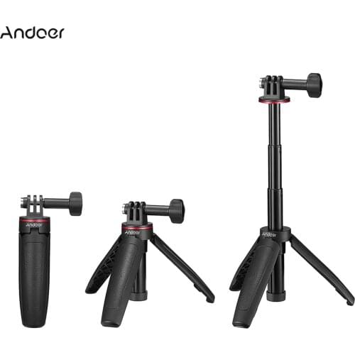 Andoer MT-09 Mini Extendable Desktop Tripod Handheld Action Camera Vlog Selfie Stick Bracket for GoPro Hero 9/8/7/6/5