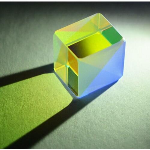 Cube Prism 20x20mm Defective Cross Dichroic Mirror Combiner Splitter Decor Transparent Module Optical Glass Toy Teaching Tools