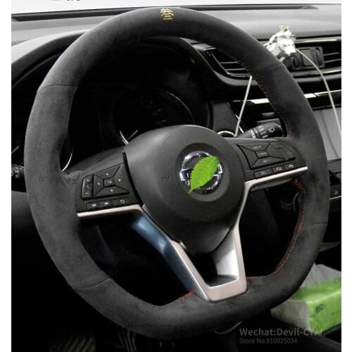 Real Alcantara suede for Nissan new Teana X-Trail Qashqai Murano GTR hand-sewn steering wheel cover Auto parts car accessories