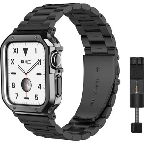 Watchband Soft Case for Apple Watch Bands 40mm 44mm 38mm 42mm Stainless Steel Wristband Bracelet for iWatch SE 6 5 4 3 2 1 Strap