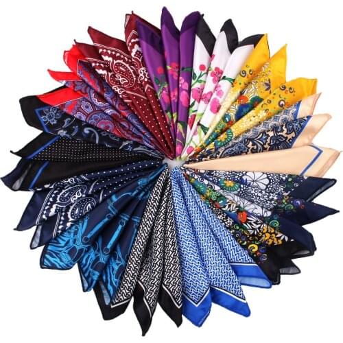 Silk-like Pocket Square For Men Women Floral Print Suits Hanky Mens Handkerchiefs Suit Square Handkerchief Towels Scarves