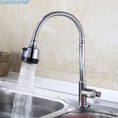 Kitchen Sink Faucet Gooseneck Single Cold Faucets 1/2 Inch Rotatable Tap Stream Deck Mount Taps Zinc Alloy Misturador De Cozinha