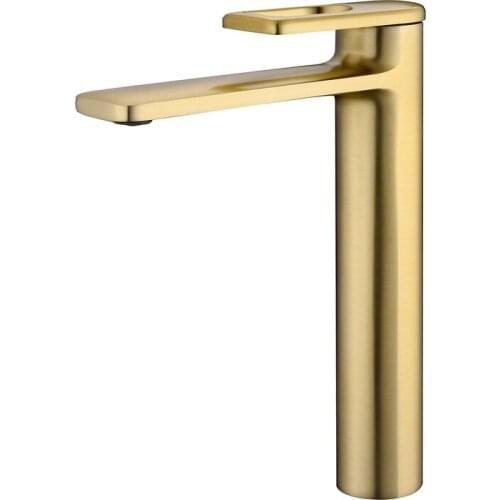 Basin Faucets Solid Brass Sink Mixer Tap Hot & Cold Bathroom/Lavatory Crane Single Handle Faucet Brushed Gold New Arrival
