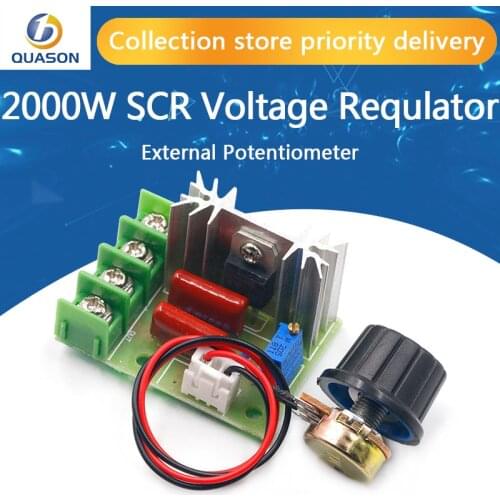 AC 220V 2000W High Power SCR Voltage Regulator Dimming Dimmers Motor Speed Controller Governor Module W/ Potentiometer