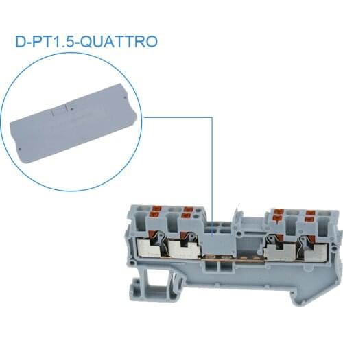 D-PT1.5-QU End Cover for PT 1.5-QU Din Rail Terminal Blocks End Cover Plate L63.8H24.6W2.2 Mm
