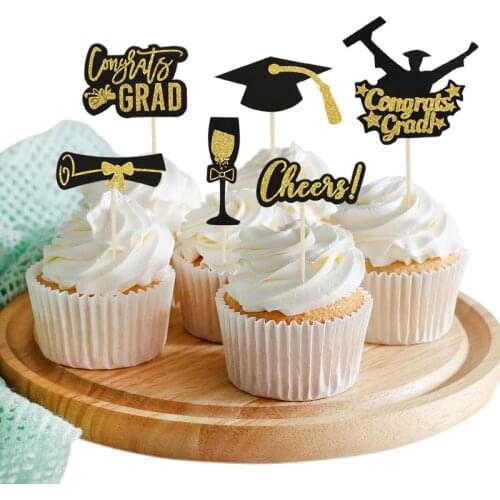 Graduation Decoration Cake Topper Bachelor Cap Cupcake Toppers Cake Decorating Graduated Class of 2021 Party Decor Supplies