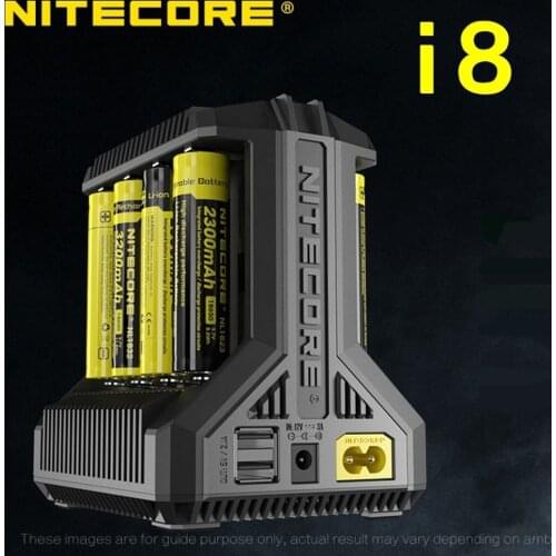 Nitecore i8 Intelligent Charger 8 Slots Total 4A Output Smart Charger for IMR18650 16340 10440 AA AAA 14500 26650 and USB Device