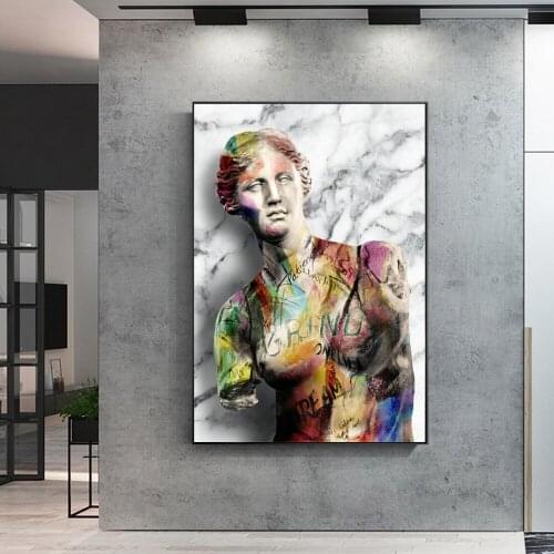 Graffiti Wall Art Canvas Painting Venus De Milo and Prometheus Sculpture Nordic Home Living Room Decoration Poster Bedroom Decor