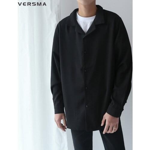 VERSMA 2018 Korean Harajuku Ulzzang BF Pajamas Chiffon Shirts Men Women Spring Long Sleeve Loose Couple Shirt Male Drop Shipping