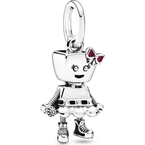 100% 925 Sterling Silver Punk Band Little Bella Unicorn Bruno Pendant Fit Pandora Women Bracelet & Necklace Diy Jewelry