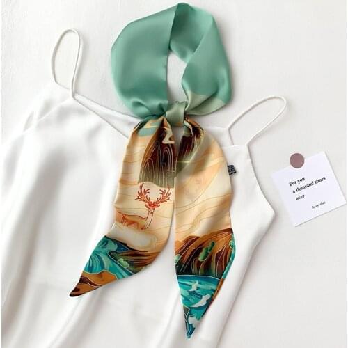 Women Summer Silk Scarf 2021 Print Female Foulard Hijab Scarfs Lady Beach Cover-ups Scarves Wraps Neck Headband Shawl girl