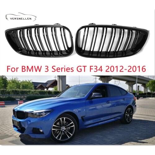 1 Set Dual Style Racing Grill for BMW 3 Series GT F34 2012-2016 Front Bumper Grile Kidney Grill ABS Glossy Black/M Color
