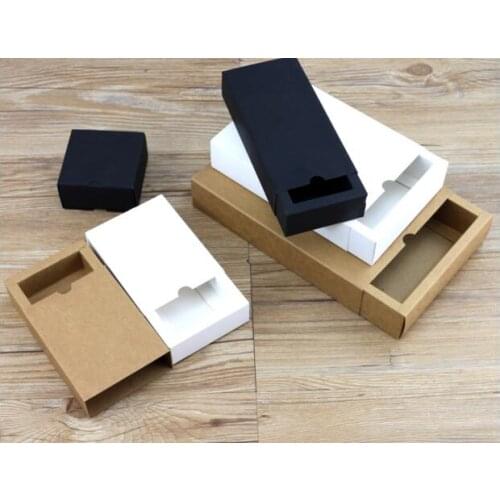 10pcs/lot 10 Size 32*20*5cm white large kraft paper drawer box,black packaging sliding box,big blank gift box for storage candy