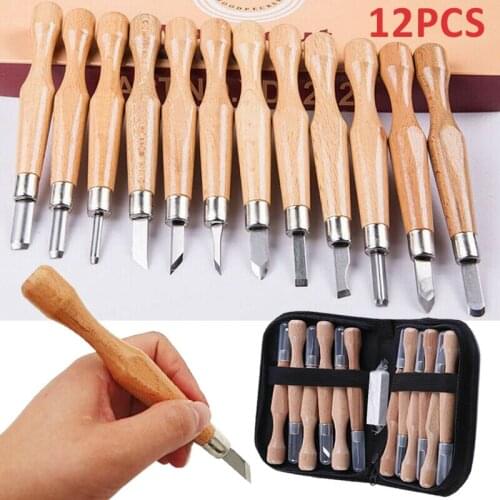 12pcs Wood Carving Tool Set SK7 Carbon Steel Carving Chisel Kit Pro Stronger Sharp Cutter For Detailed Carving Knife Hand Tool