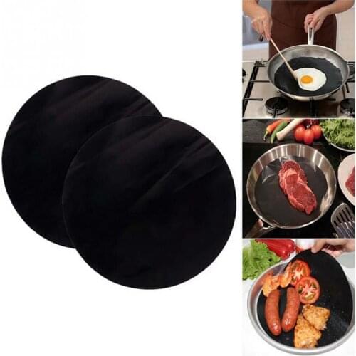 2 Pack 24cm Round Non-Stick High Temperature Frying Pan Liner Eflon-Coated Fiberglass Cloth For Kitchen BBQ Baking Tool