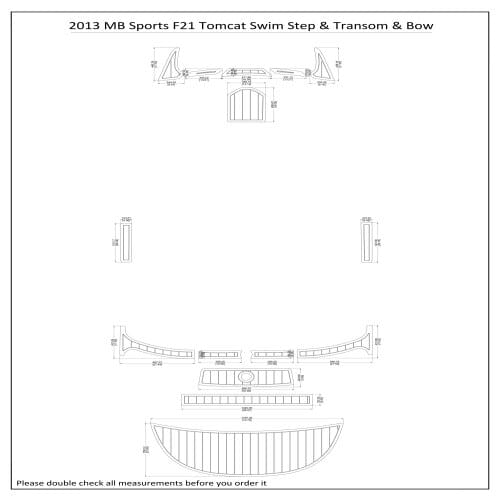 2013 MB Sports F21 Tomcat Swim Step & Transom & Bow Pad Boat EVA Teak Decking 1/4" 6mm