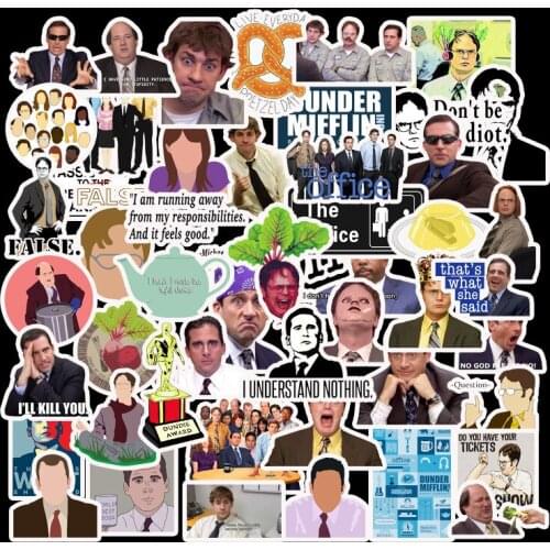 50Pcs/Pack Funny TV Show The Office Sticker Flakes for Laptop Cars Motorcycles Guitar Luggage Skateboards Lable Fridge Stickers