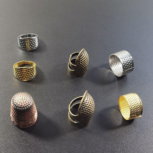 7Pcs/Set Metal Shield Protector for Embroidery Needlework Sewing Tool Retro Sewing Thimble Adjustable Fingertip Thimble Finger