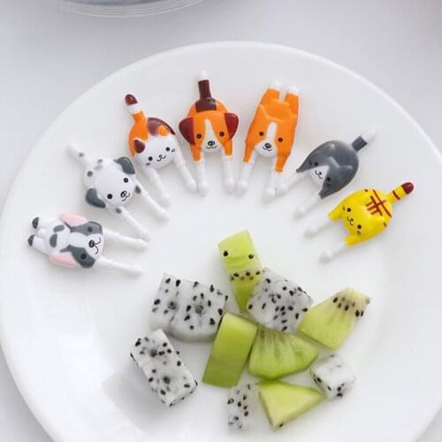 7Pcs/set Cute Mini Animal Dog Cartoon Food Picks Children Snack Food Fruit Forks
