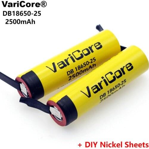 2pcs/lot VariCore 100% Original 18650 2500mAh Li-lon Rechargeable Battery 3.6V Power 20A discharge + DIY Nickel Sheets