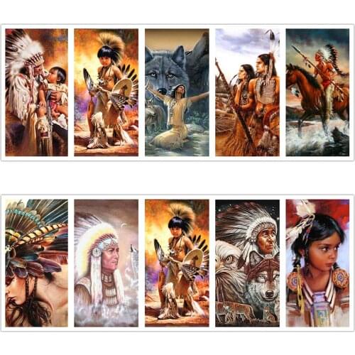 Diamond painting Indian cross stitch 5D diamond embroidery woman wolf full square diamond rhinestone mosaic picture gift