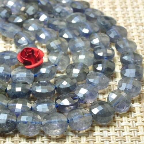 Amethyst Iolite Blue Agate 6mm Natural Gemstone Beads disk faceted for silver 925 Jewelry Necklace Earring 15inch ICNWAY