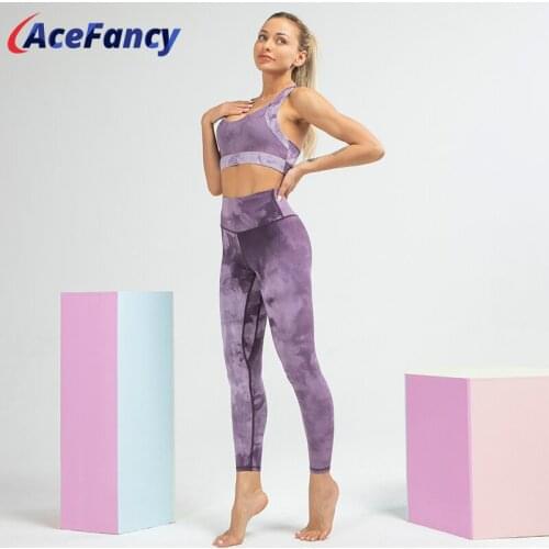 Tie Dye Seamless Yoga Set Women Sport Bra Push Up High Elastic Yoga Pants Sport Outfit For Woman Yoga Set Fitness Clothing T109