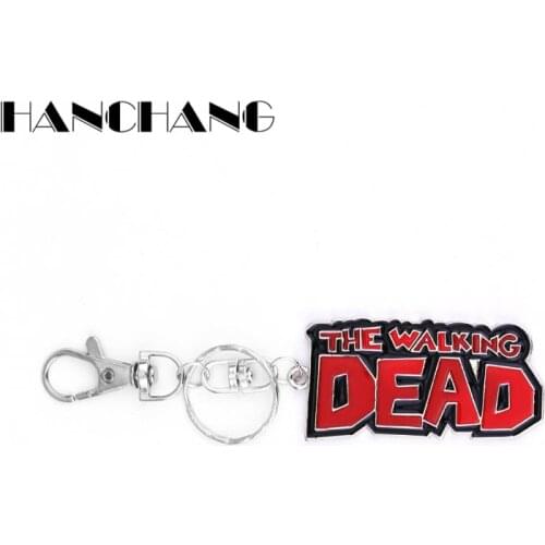 Men Women Cool Jewelry Accessories Dead Walking Key chain Ring Set Handmade Red Letter Keyring Chain Key holder Chaveiro